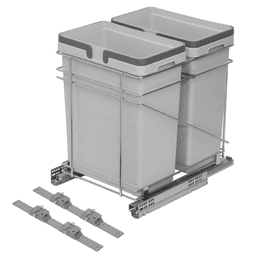Double 32 QT Bottom-Mount Waste Container with Full-Extension Soft-Closing Slides, Gray