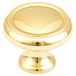 1-1/4" Traditional Round Cabinet Knob, Polished Brass