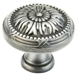 1-1/4" Versaille Round Knob, Antique Pewter