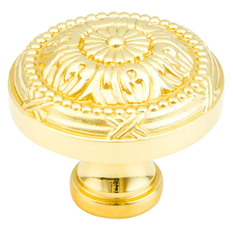 1-1/2" Versaille Round Knob, Polished Brass