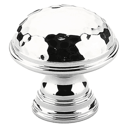 1-1/4" Atherton Hammered Plain Edge Cabinet Knob, Polished Chrome