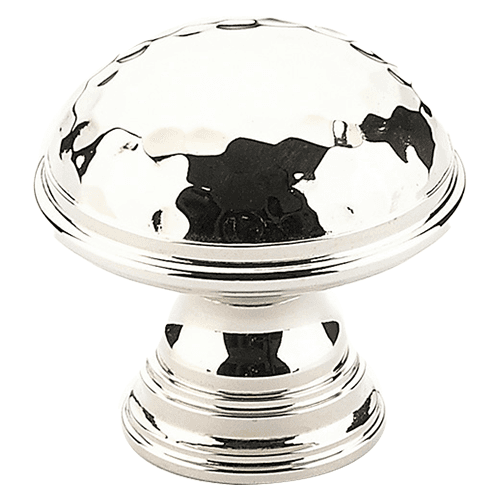 1-1/4" Atherton Hammered Plain Edge Cabinet Knob, Polished Nickel