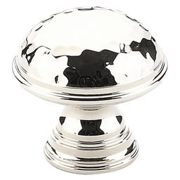 1-1/4" Atherton Hammered Plain Edge Cabinet Knob, Polished Nickel