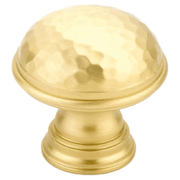 1-1/4" Atherton Hammered Plain Edge Cabinet Knob, Satin Brass