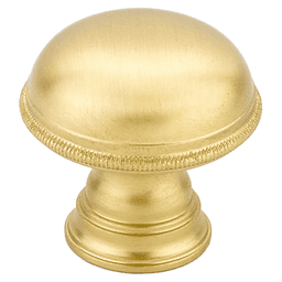 1-1/4" Atherton Plain Surface Knurled Edge Round Cabinet Knob, Satin Brass