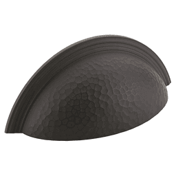 3" Atherton Hammered Plain Edge Cup Pull, Oil Rubbed Bronze