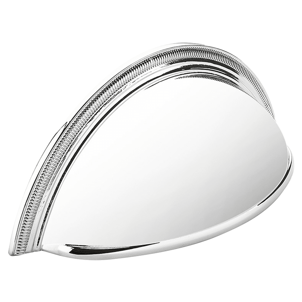 3" Atherton Plain Surface Knurled Edge Cup Pull, Polished Chrome