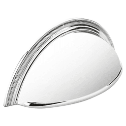 3" Atherton Plain Surface Knurled Edge Cup Pull, Polished Chrome