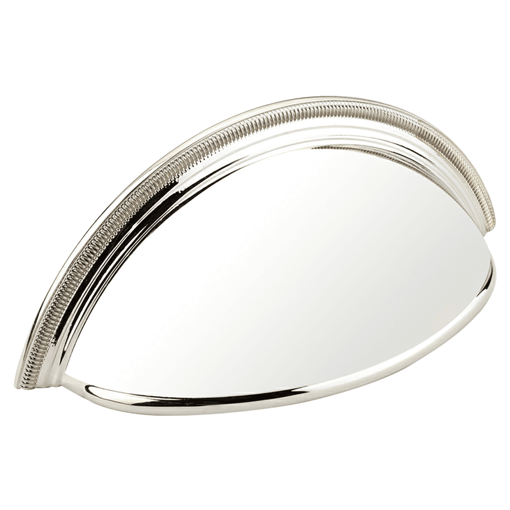 3" Atherton Plain Surface Knurled Edge Cup Pull, Polished Nickel