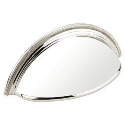 3" Atherton Plain Surface Knurled Edge Cup Pull, Polished Nickel
