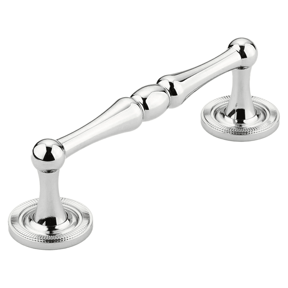 4" Atherton Knurled Footplate Cabinet Pull, Polished Chrome