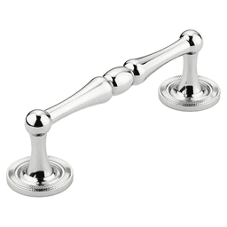 4" Atherton Knurled Footplate Cabinet Pull, Polished Chrome
