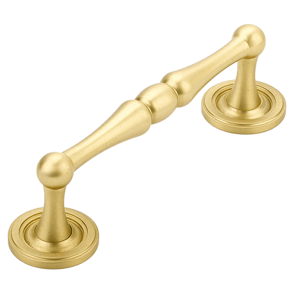 4" Atherton Plain Footplate Cabinet Pull, Satin Brass