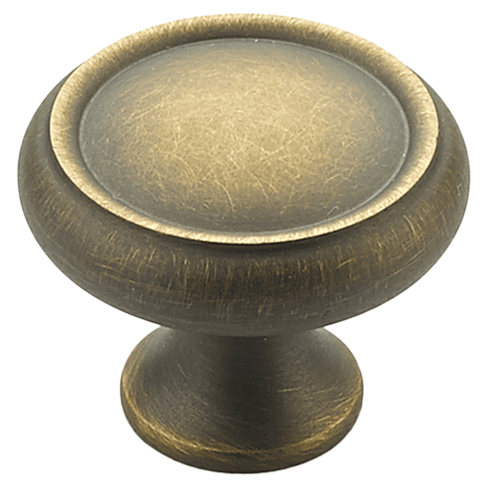 1-1/4" Traditional Round Cabinet Knob, Antique Light Brass