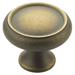 1-1/4" Traditional Round Cabinet Knob, Antique Light Brass