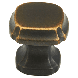 1-3/8" Empire Square Cabinet Knob, Ancient Bronze