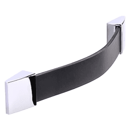 6-1/4" 2Z326 Series Cabinet Pull, Polished Chrome/Black Leather
