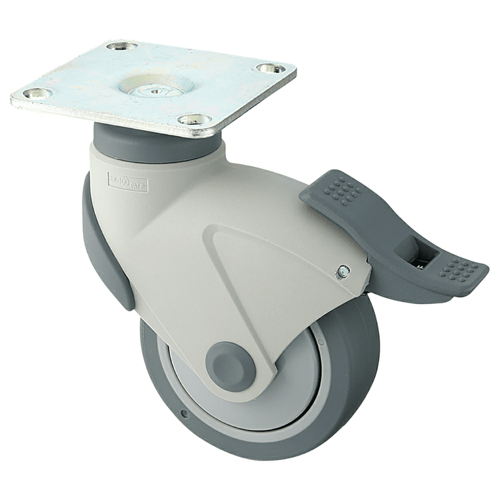 184mm Plate Type Dual Brake System Caster with Break