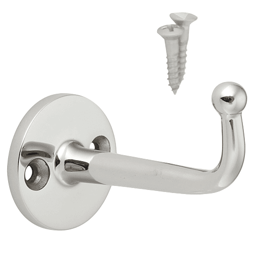 65mm x 44mm L Hook with Screws, Mirror Finish