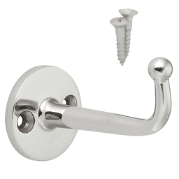 65mm x 44mm L Hook with Screws, Mirror Finish