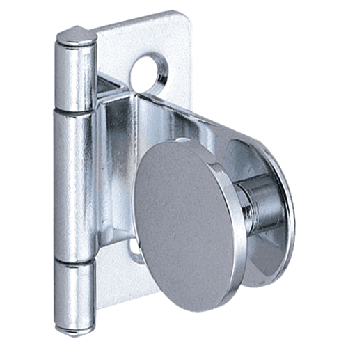 Inset Glass Door Hinge with Rounded Plate, 48mm Open Width, Polished Chrome