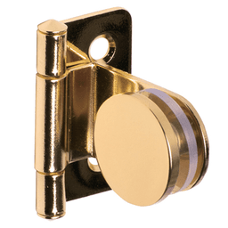 Inset Glass Door Hinge with Rounded Plate, 48mm Open Width, Polished Brass