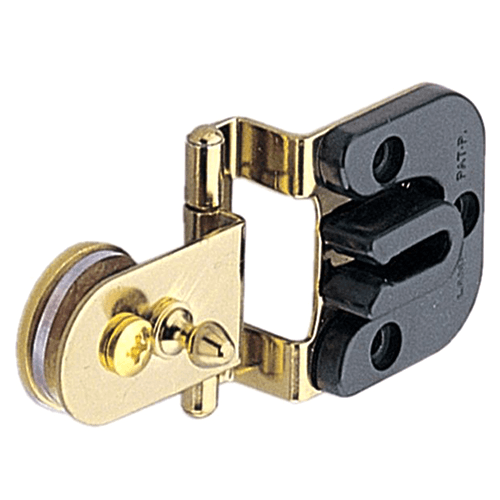 Inset Glass Door Hinge with Rounded Plate, 64.5mm Open Width Polished Brass