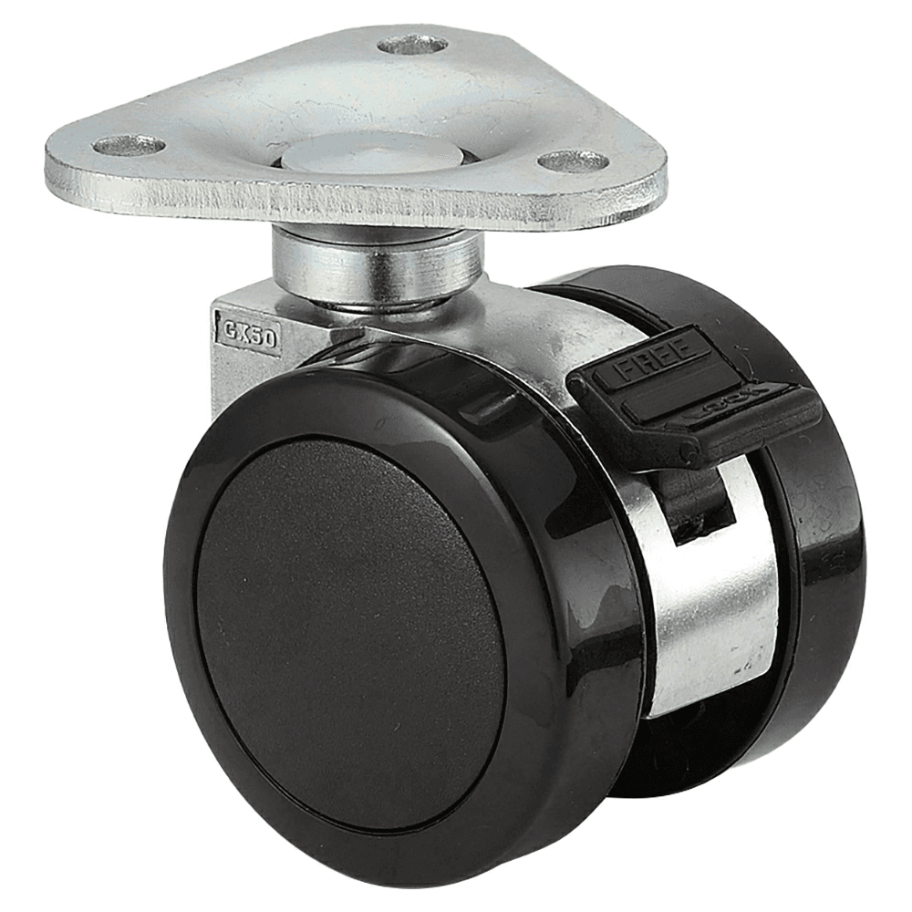 52.5mm Plate Type Twin Wheel Caster with Brake