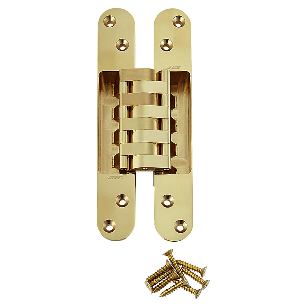 HES-3030 Invisible 180° Opening Concealed Hinge, Polished Brass