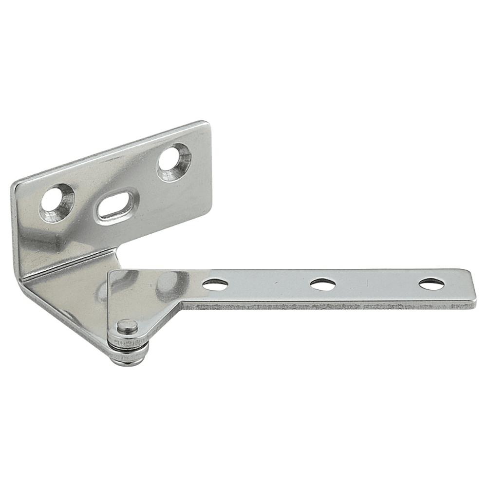 Left-Hand Overlay Door Pivot Hinge, Plain Stainless Steel
