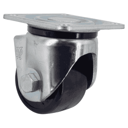 107mm x 100mm Low Profile Heavy Duty Single Caster, Clear Zinc Chromate