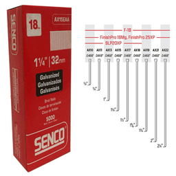 1-1/4" Brad Nail, 18 Gauge, Medium Head, Box of 5 Thousand