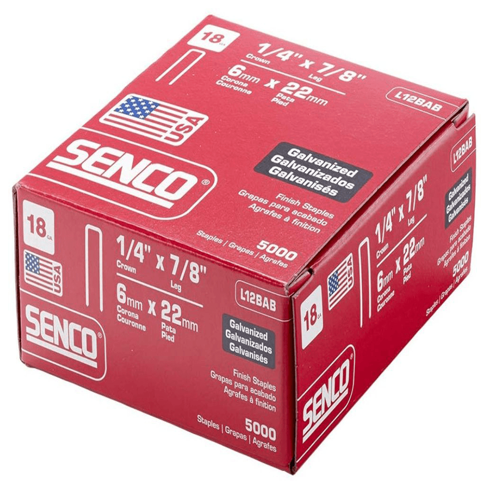 7/8" Length 1/4" Crown Medium Wire Staple, 18 Gauge, Box of 5 Thousand