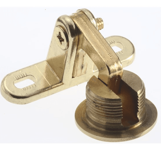 Bored Inset Glass Door 115° Opening Hinge, Brass