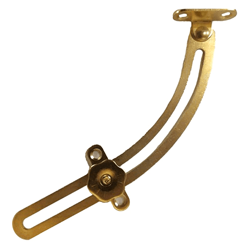 5" Curved Left-Hand Locking Stay, Polished Brass