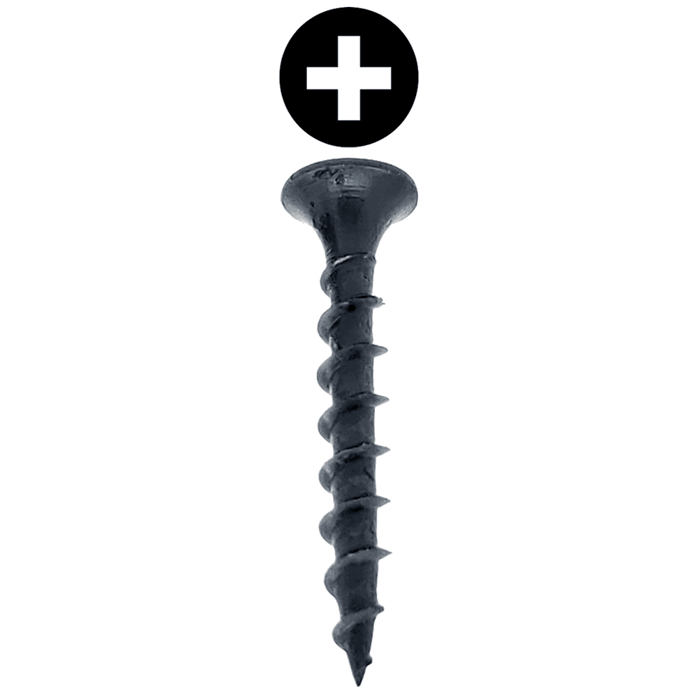 #6 x 1-1/4" Bugle Head Drywall Screw, Phillips Drive Coarse Thread and Sharp Point, Black, Box of 1425 by Wurth