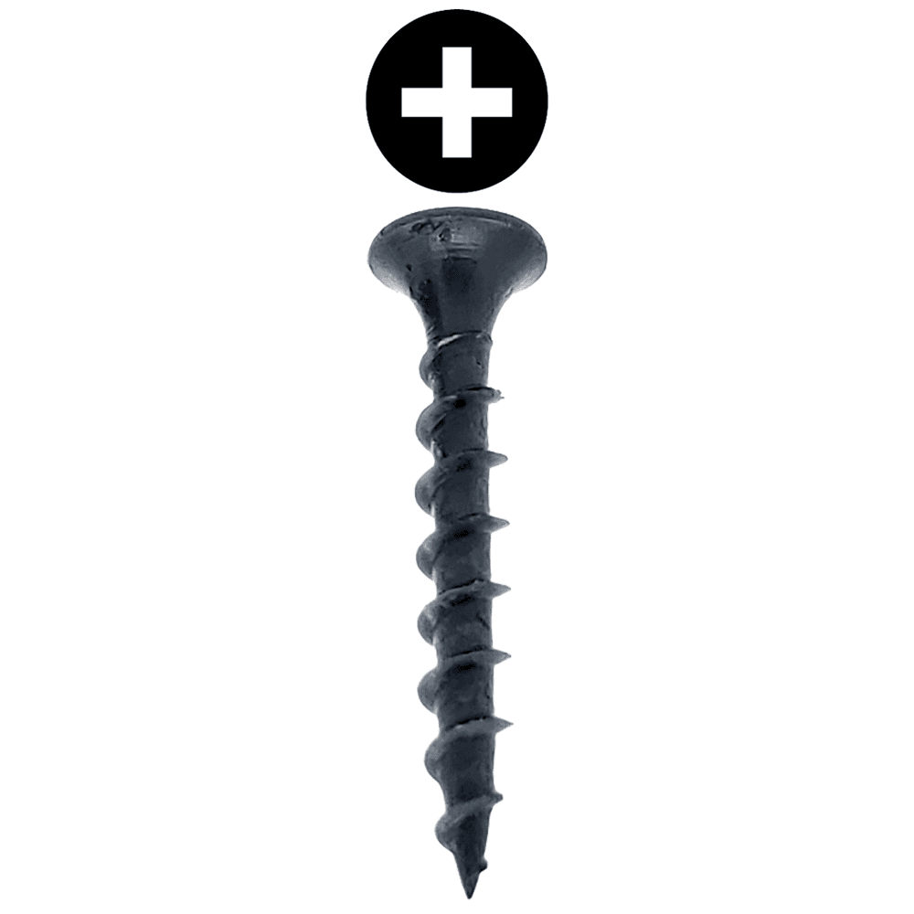 #8 x 3" Bugle Head Drywall Screw, Phillips Drive Coarse Thread and Sharp Point, Black, Box of 2 Thousand by Wurth