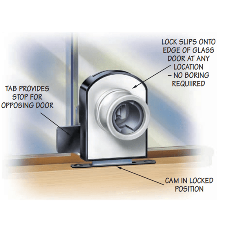 CB-371 Double Glass Door Lock for Timberline Lock, Vertical Mount