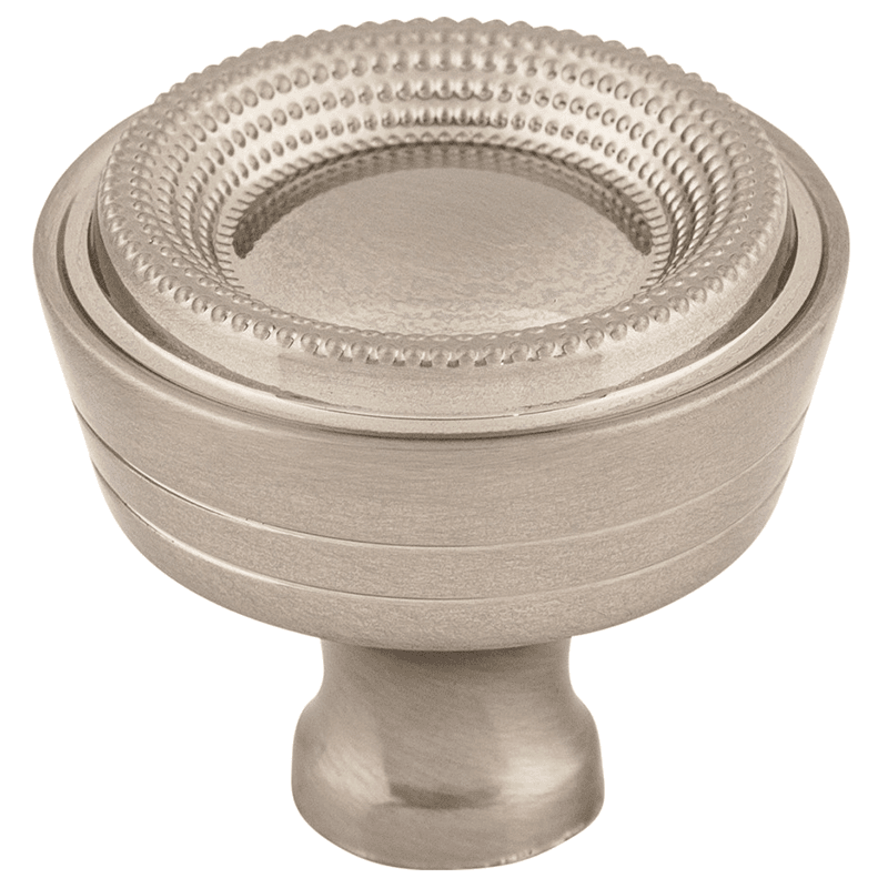 1-5/16" Edwardian Beaded Knob, Brushed Satin Nickel