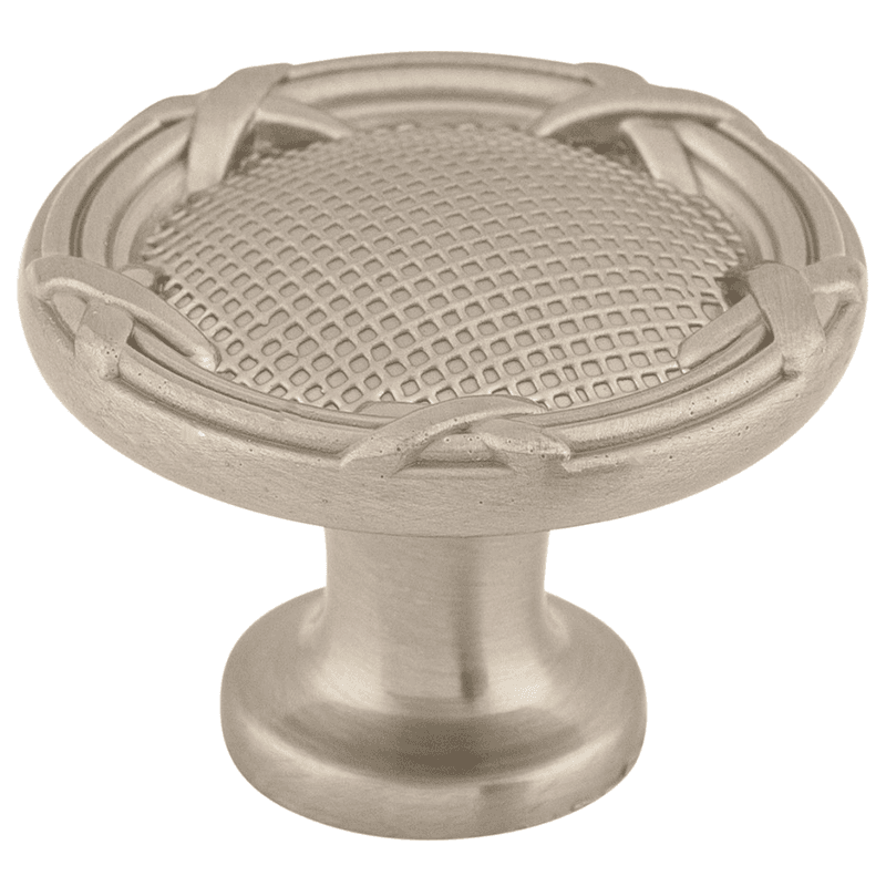 1-1/4" Edwardian Ribbon & Reed Knob, Brushed Satin Nickel
