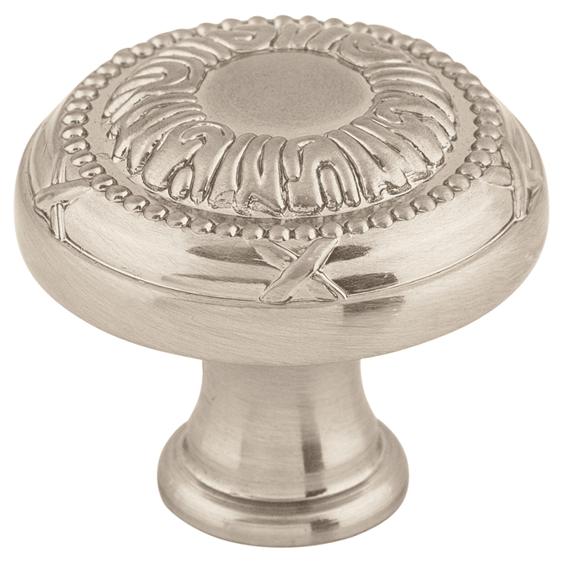 1-1/4" Edwardian Ribbon Knob, Brushed Satin Nickel