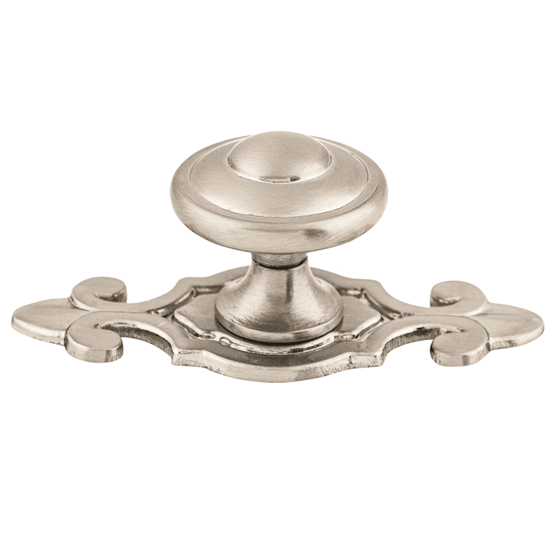 1-1/4" Britannia Canterbury Knob with Backplate, Brushed Satin Nickel