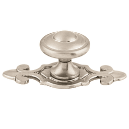 1-1/4" Britannia Canterbury Knob with Backplate, Brushed Satin Nickel