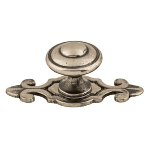 1-1/4" Britannia Canterbury Knob with Backplate, Pewter Antique
