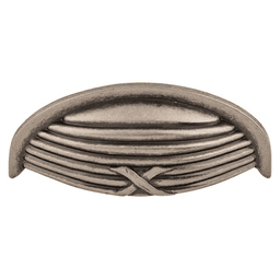 3" Edwardian Ribbon/Reed Cup Pull, Pewter Antique