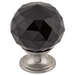 1-3/8" Black Crystal Knob, Brushed Satin Nickel