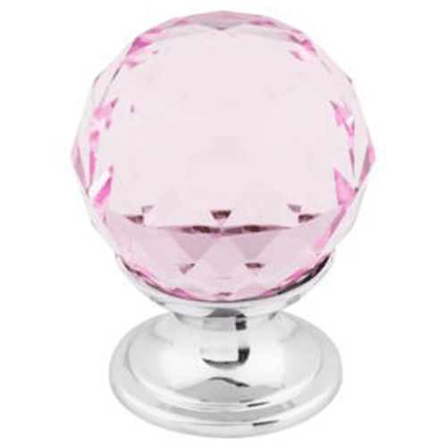 1-1/8" Pink Crystal Knob, Polished Chrome