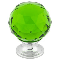 1-3/8" Green Crystal Knob, Polished Chrome