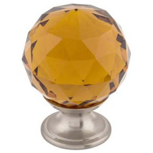 1-3/8" Wine Crystal Knob, Brushed Satin Nickel