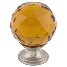 1-3/8" Wine Crystal Knob, Brushed Satin Nickel
